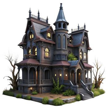 magnificent classic A Dilapidated Victorian Mansion Overgrown premium png