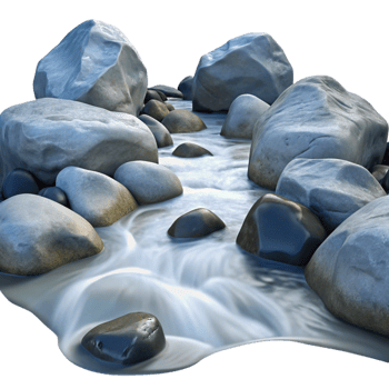 elegant rustic Crystal Clear Stream Flowing over Smooth Rocks high quality png