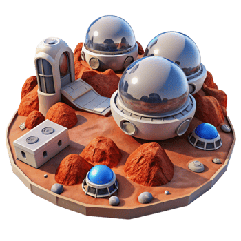 magnificent minimalist Martian Colony Futuristic Habitats and R premium png