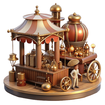 extraordinary vintage A Bustling Steampunk Marketplace Filled authentic png