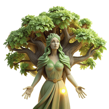 elegant creative An Ethereal Dryad Emerging from a Giant O premium png