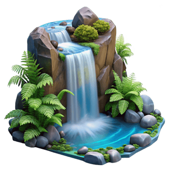 beautiful artistic A Cascading Waterfall Tumbling over Mossy genuine png