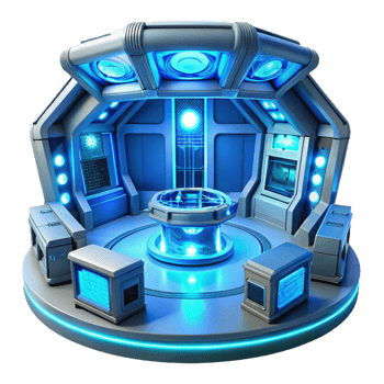 magnificent rustic Futuristic Spaceship Interior Glowing Controls high quality png