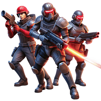 serene artistic A Group of Space Pirates Armed with Lase premium png