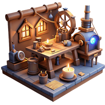 impressive traditional A Scene of a Steampunk Inventor S Workshop exclusive png