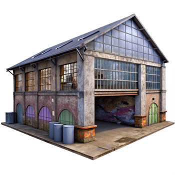 beautiful modern An Abandoned Industrial Warehouse Graffi professional png