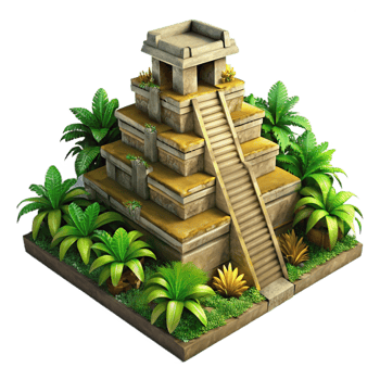 magnificent artistic A Mayan Pyramid Temple Overgrown with Ju high resolution png
