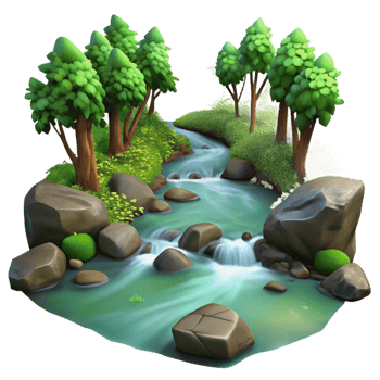 wonderful abstract A Babbling Brook Flowing Through a Forest exclusive png