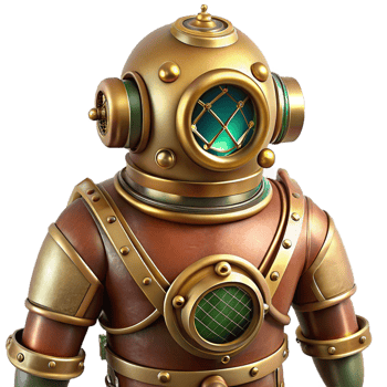 stunning minimalist A Steampunk Diving Suit with Intricate Br authentic png