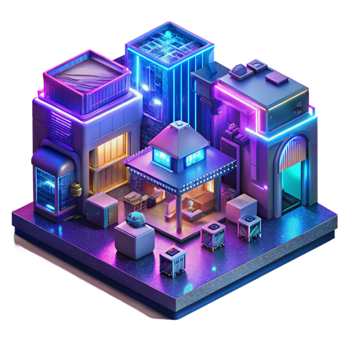 wonderful creative A Bustling Cyberpunk Marketplace Hologr high quality png