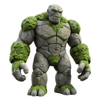 magnificent abstract Moss and Stone Golem png