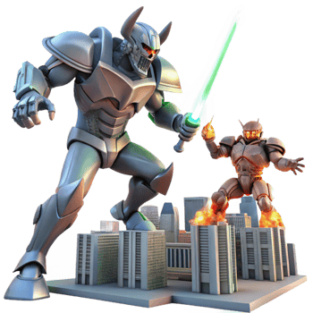 stunning traditional A Giant Robot Wielding a Massive Energy high quality png