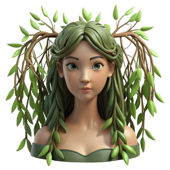 dramatic minimalist A Serene Dryad Emerging from a Willow Tree exclusive png