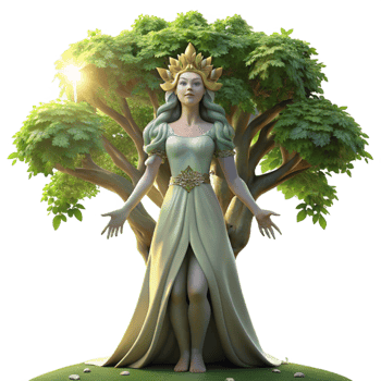 dramatic classic An Ethereal Dryad Emerging from a Giant O detailed png