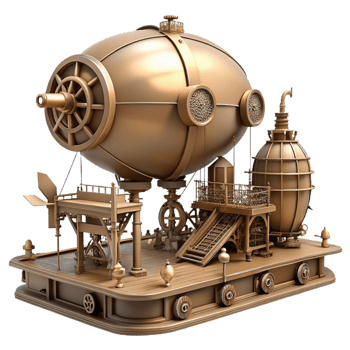impressive contemporary Steampunk Airship Dock Intricate Gears A original png