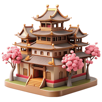 vibrant artistic A Traditional Japanese Castle with Intrica authentic png