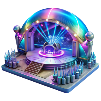 vibrant creative A Futuristic Holographic Concert with A genuine png