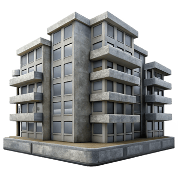 vibrant vintage A Brutalist Concrete Apartment Complex O high quality png