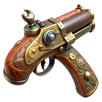 impressive minimalist A Detailed Steampunk Pistol Ornate Engrav authentic png