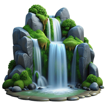 impressive vintage A Serene Waterfall Cascading Down Mossy Roc png