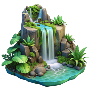 stunning vintage A Cascading Waterfall Tumbling over Mossy exclusive png