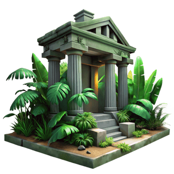 wonderful artistic Ruined Ancient Temple Overgrown with Jung professional png