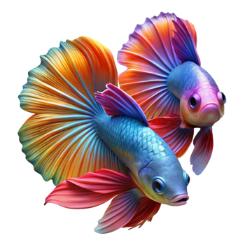 wonderful classic A Pair of Fighting Betta Fish Vibrant Col high resolution png