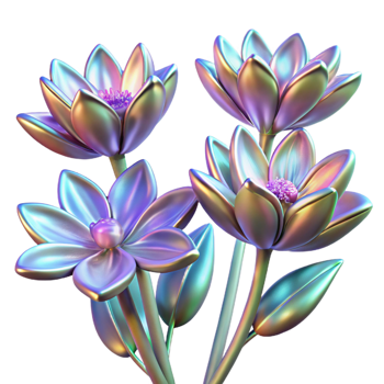 vibrant rustic A Field of Blooming Fractal Flowers With premium png