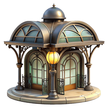 serene classic Art Nouveau Metro Station Intricate Wrought Iron original png