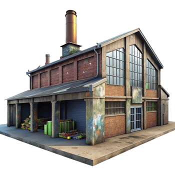 serene creative An Abandoned Industrial Warehouse Graffi premium png