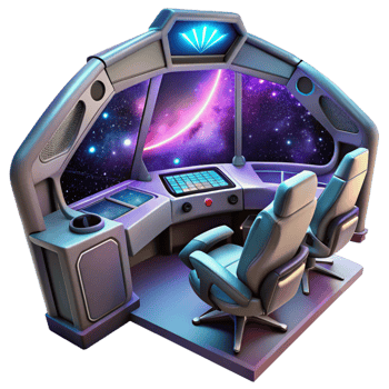 stunning artistic A Futuristic Spaceship Cockpit with a View professional png