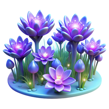 stunning modern A Field of Blooming Bioluminescent Flower exclusive png