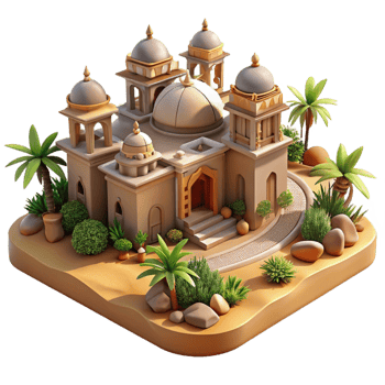 beautiful traditional A Sprawling Desert Oasis with Lush Veget exclusive png
