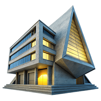 wonderful abstract A Brutalist Concrete Office Building With png