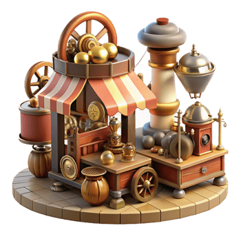 stunning artistic A Bustling Steampunk Marketplace Filled 4K png