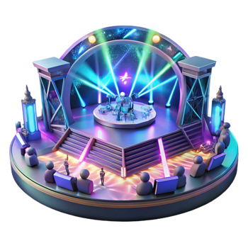 serene classic A Futuristic Holographic Concert with A authentic png