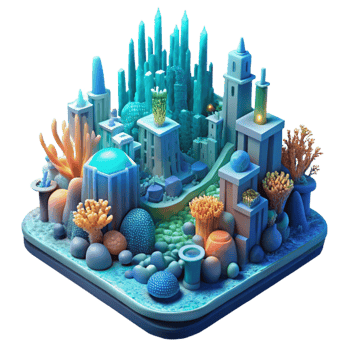 beautiful classic An Underwater City Made of Bioluminescen exclusive png
