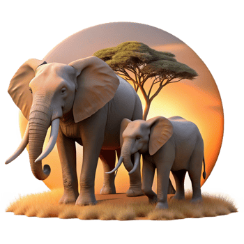 impressive abstract A Family of Elephants Walking Across The high quality png