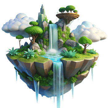 beautiful creative A Floating Island in the Sky with Waterfa exclusive png