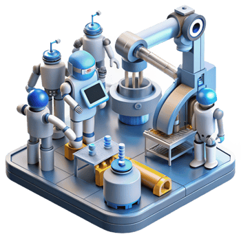 impressive abstract A Group of Robots Working in a Futurist 4K png
