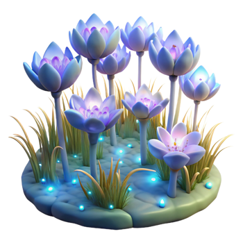 extraordinary traditional Bioluminescent Flowers at Night high quality png