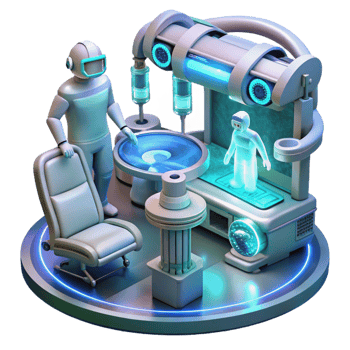 stunning rustic Futuristic Hospital Holographic Interface premium png
