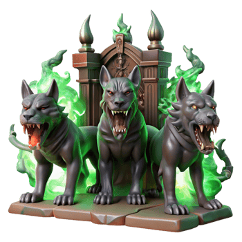 dramatic contemporary A Three Headed Cerberus Guarding the Gates exclusive png