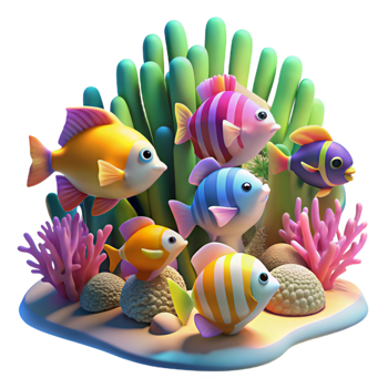 wonderful classic A School of Colorful Tropical Fish Swimmin original png
