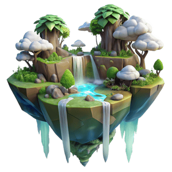 wonderful creative A Floating Island in the Sky with Waterfa high quality png