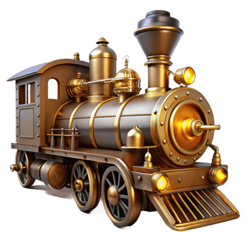 beautiful minimalist A Steampunk Train Intricate Engine and G professional png