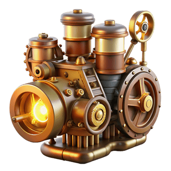 serene classic A Complex Steampunk Engine Pistons Pump authentic png