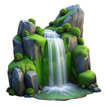 impressive creative A Serene Waterfall Cascading Down Mossy Roc exclusive png