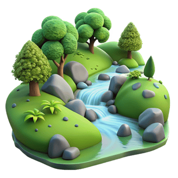 magnificent modern A Babbling Brook Flowing Through a Mossy F high quality png