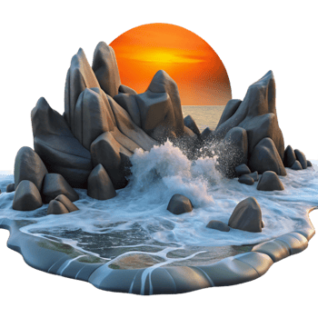 wonderful vintage A Rocky Coastline with Crashing Waves D original png